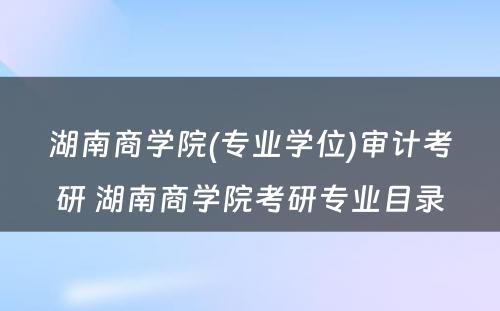 湖南商学院(专业学位)审计考研 湖南商学院考研专业目录