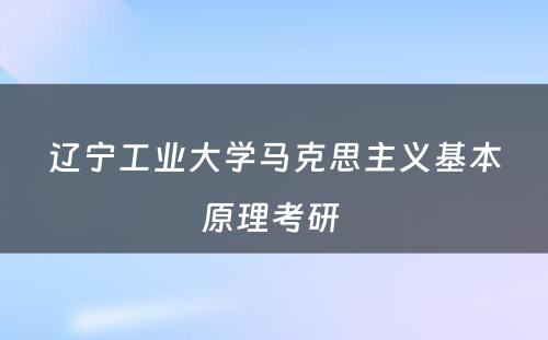 辽宁工业大学马克思主义基本原理考研 