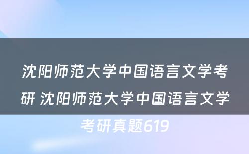 沈阳师范大学中国语言文学考研 沈阳师范大学中国语言文学考研真题619