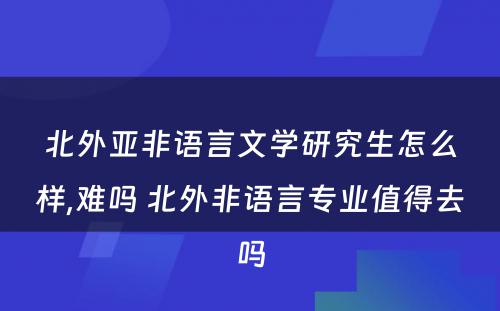 北外亚非语言文学研究生怎么样,难吗 北外非语言专业值得去吗