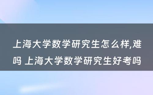 上海大学数学研究生怎么样,难吗 上海大学数学研究生好考吗