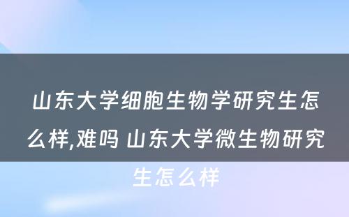 山东大学细胞生物学研究生怎么样,难吗 山东大学微生物研究生怎么样