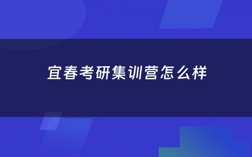 宜春考研集训营怎么样