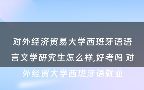 对外经济贸易大学西班牙语语言文学研究生怎么样,好考吗 对外经贸大学西班牙语就业