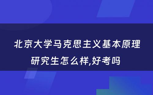 北京大学马克思主义基本原理研究生怎么样,好考吗 