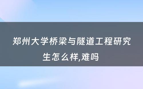 郑州大学桥梁与隧道工程研究生怎么样,难吗 