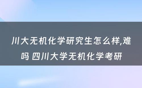 川大无机化学研究生怎么样,难吗 四川大学无机化学考研