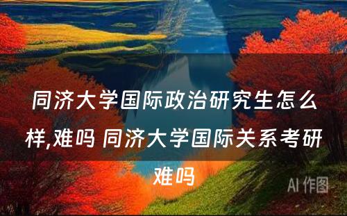 同济大学国际政治研究生怎么样,难吗 同济大学国际关系考研难吗