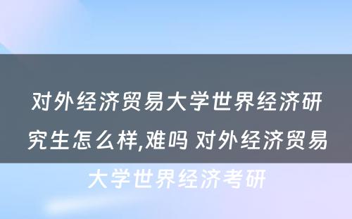 对外经济贸易大学世界经济研究生怎么样,难吗 对外经济贸易大学世界经济考研