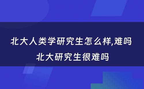 北大人类学研究生怎么样,难吗 北大研究生很难吗