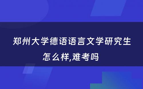 郑州大学德语语言文学研究生怎么样,难考吗 