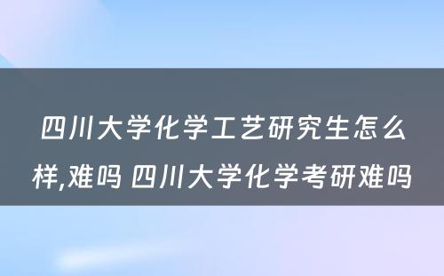 四川大学化学工艺研究生怎么样,难吗 四川大学化学考研难吗