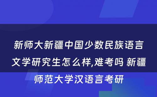 新师大新疆中国少数民族语言文学研究生怎么样,难考吗 新疆师范大学汉语言考研