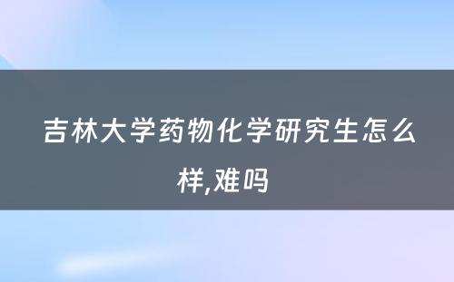 吉林大学药物化学研究生怎么样,难吗 