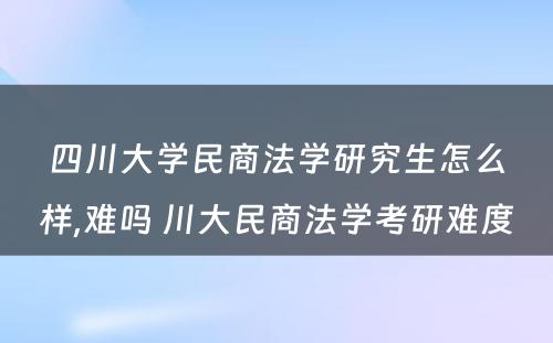 四川大学民商法学研究生怎么样,难吗 川大民商法学考研难度