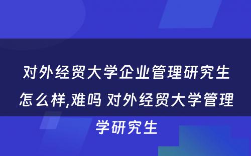 对外经贸大学企业管理研究生怎么样,难吗 对外经贸大学管理学研究生