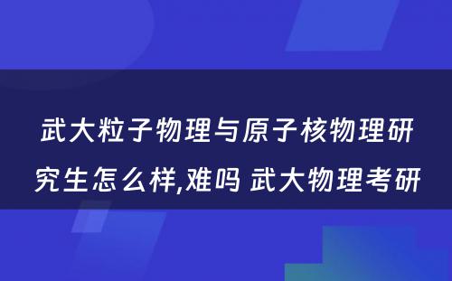 武大粒子物理与原子核物理研究生怎么样,难吗 武大物理考研