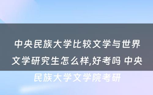 中央民族大学比较文学与世界文学研究生怎么样,好考吗 中央民族大学文学院考研