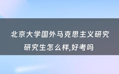 北京大学国外马克思主义研究研究生怎么样,好考吗 