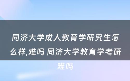 同济大学成人教育学研究生怎么样,难吗 同济大学教育学考研难吗