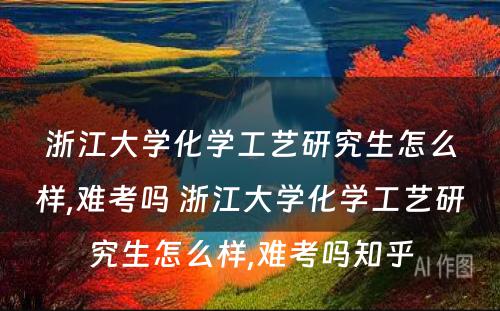 浙江大学化学工艺研究生怎么样,难考吗 浙江大学化学工艺研究生怎么样,难考吗知乎