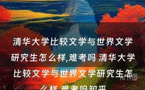 清华大学比较文学与世界文学研究生怎么样,难考吗 清华大学比较文学与世界文学研究生怎么样,难考吗知乎