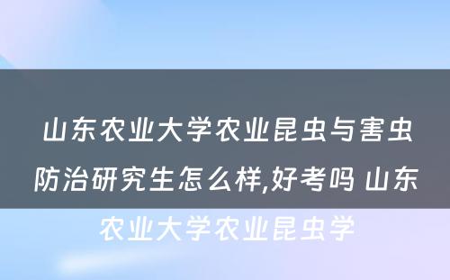 山东农业大学农业昆虫与害虫防治研究生怎么样,好考吗 山东农业大学农业昆虫学