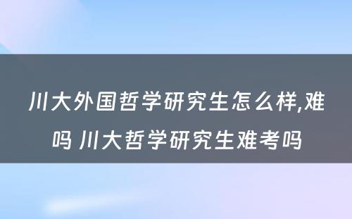 川大外国哲学研究生怎么样,难吗 川大哲学研究生难考吗