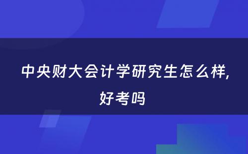 中央财大会计学研究生怎么样,好考吗 