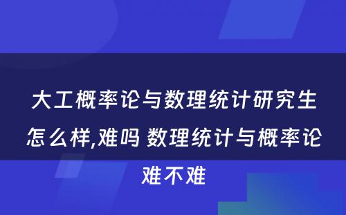 大工概率论与数理统计研究生怎么样,难吗 数理统计与概率论难不难