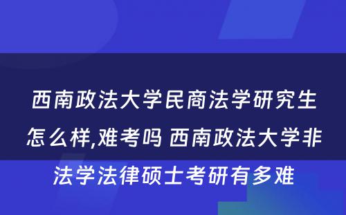 西南政法大学民商法学研究生怎么样,难考吗 西南政法大学非法学法律硕士考研有多难