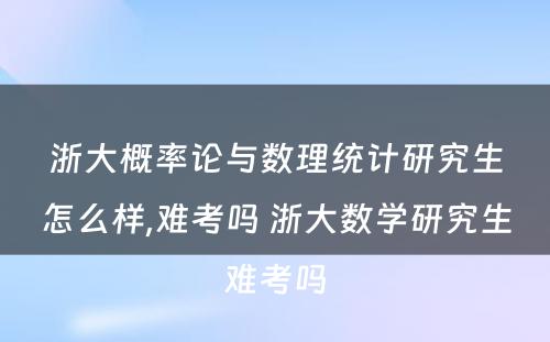 浙大概率论与数理统计研究生怎么样,难考吗 浙大数学研究生难考吗