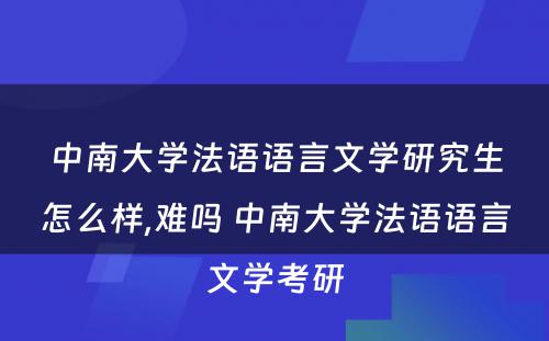 中南大学法语语言文学研究生怎么样,难吗 中南大学法语语言文学考研