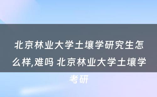 北京林业大学土壤学研究生怎么样,难吗 北京林业大学土壤学考研