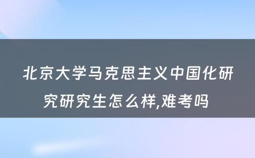 北京大学马克思主义中国化研究研究生怎么样,难考吗 