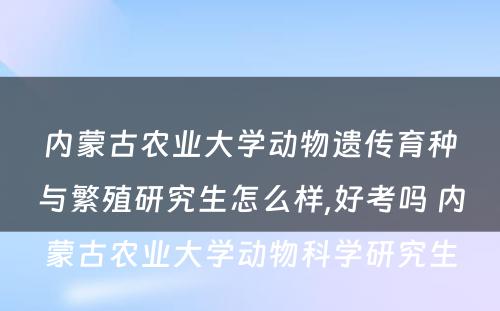 内蒙古农业大学动物遗传育种与繁殖研究生怎么样,好考吗 内蒙古农业大学动物科学研究生