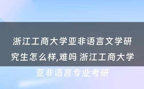 浙江工商大学亚非语言文学研究生怎么样,难吗 浙江工商大学亚非语言专业考研