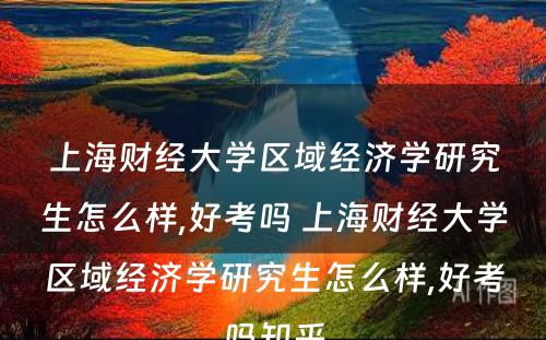 上海财经大学区域经济学研究生怎么样,好考吗 上海财经大学区域经济学研究生怎么样,好考吗知乎