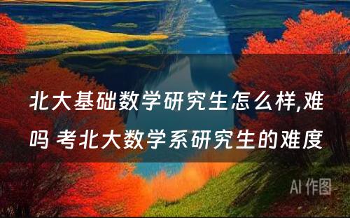 北大基础数学研究生怎么样,难吗 考北大数学系研究生的难度