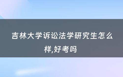 吉林大学诉讼法学研究生怎么样,好考吗 