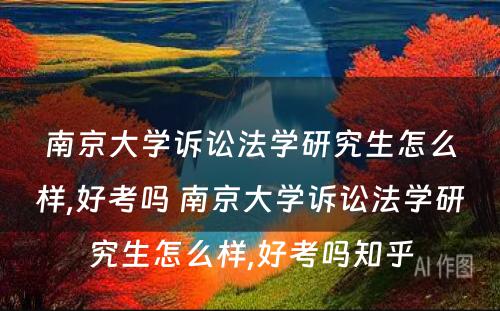 南京大学诉讼法学研究生怎么样,好考吗 南京大学诉讼法学研究生怎么样,好考吗知乎