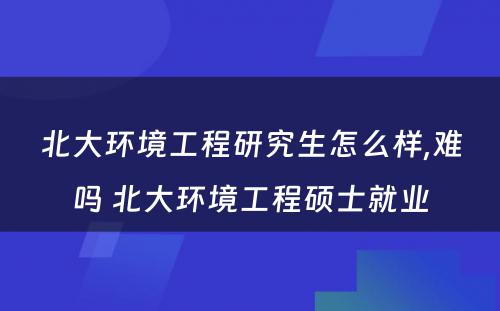 北大环境工程研究生怎么样,难吗 北大环境工程硕士就业