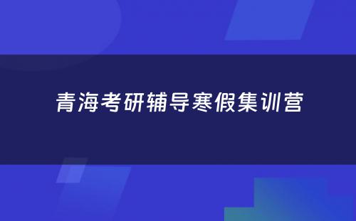 青海考研辅导寒假集训营