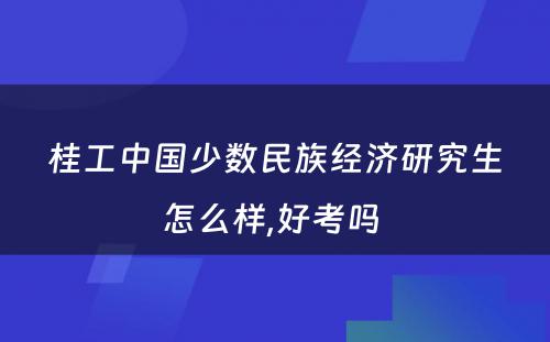 桂工中国少数民族经济研究生怎么样,好考吗 