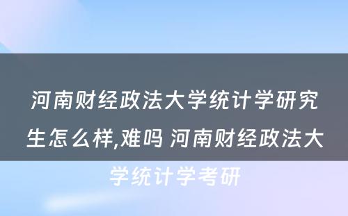 河南财经政法大学统计学研究生怎么样,难吗 河南财经政法大学统计学考研