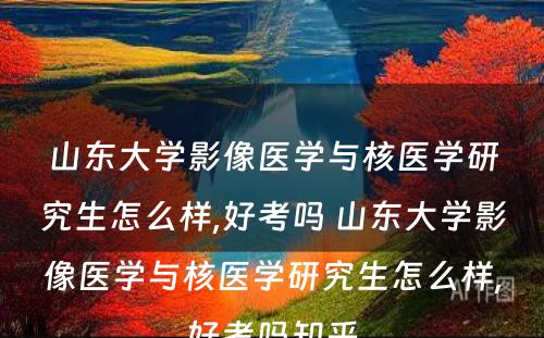 山东大学影像医学与核医学研究生怎么样,好考吗 山东大学影像医学与核医学研究生怎么样,好考吗知乎