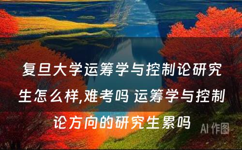 复旦大学运筹学与控制论研究生怎么样,难考吗 运筹学与控制论方向的研究生累吗