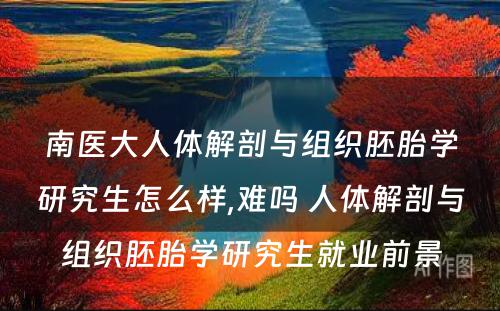 南医大人体解剖与组织胚胎学研究生怎么样,难吗 人体解剖与组织胚胎学研究生就业前景