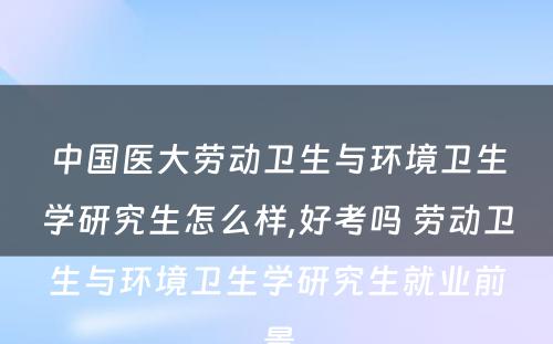 中国医大劳动卫生与环境卫生学研究生怎么样,好考吗 劳动卫生与环境卫生学研究生就业前景