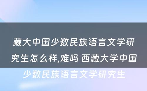 藏大中国少数民族语言文学研究生怎么样,难吗 西藏大学中国少数民族语言文学研究生